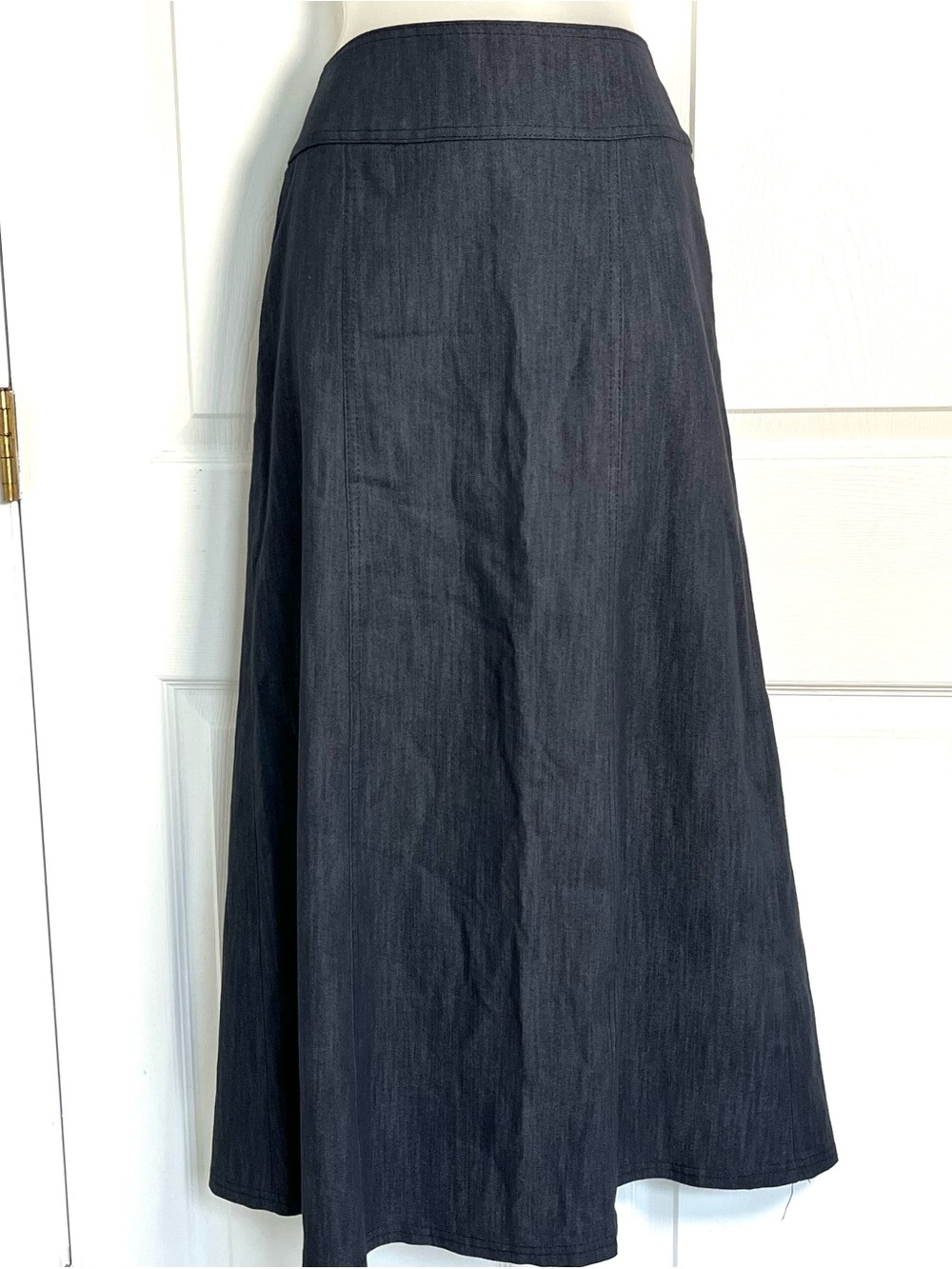 Baby O Clothing Co Denim Maxi Skirt Stretch Made in USA Sz 2
